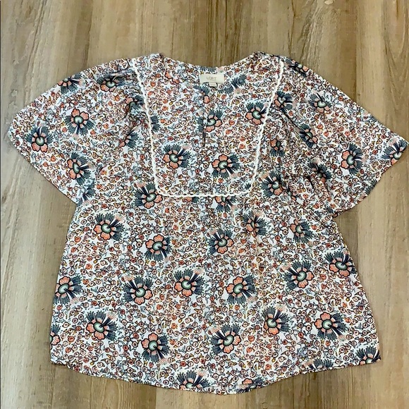 LOFT Floral Bell Sleeve Style Tunic Size XS - Picture 1 of 3